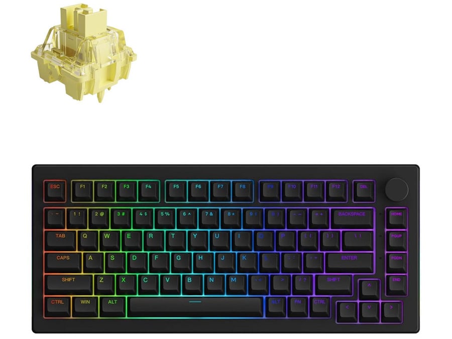 Klawiatura bezprzewodowa Akko 5075B Plus Shine-Through Black - V3 Cream Yellow Pro