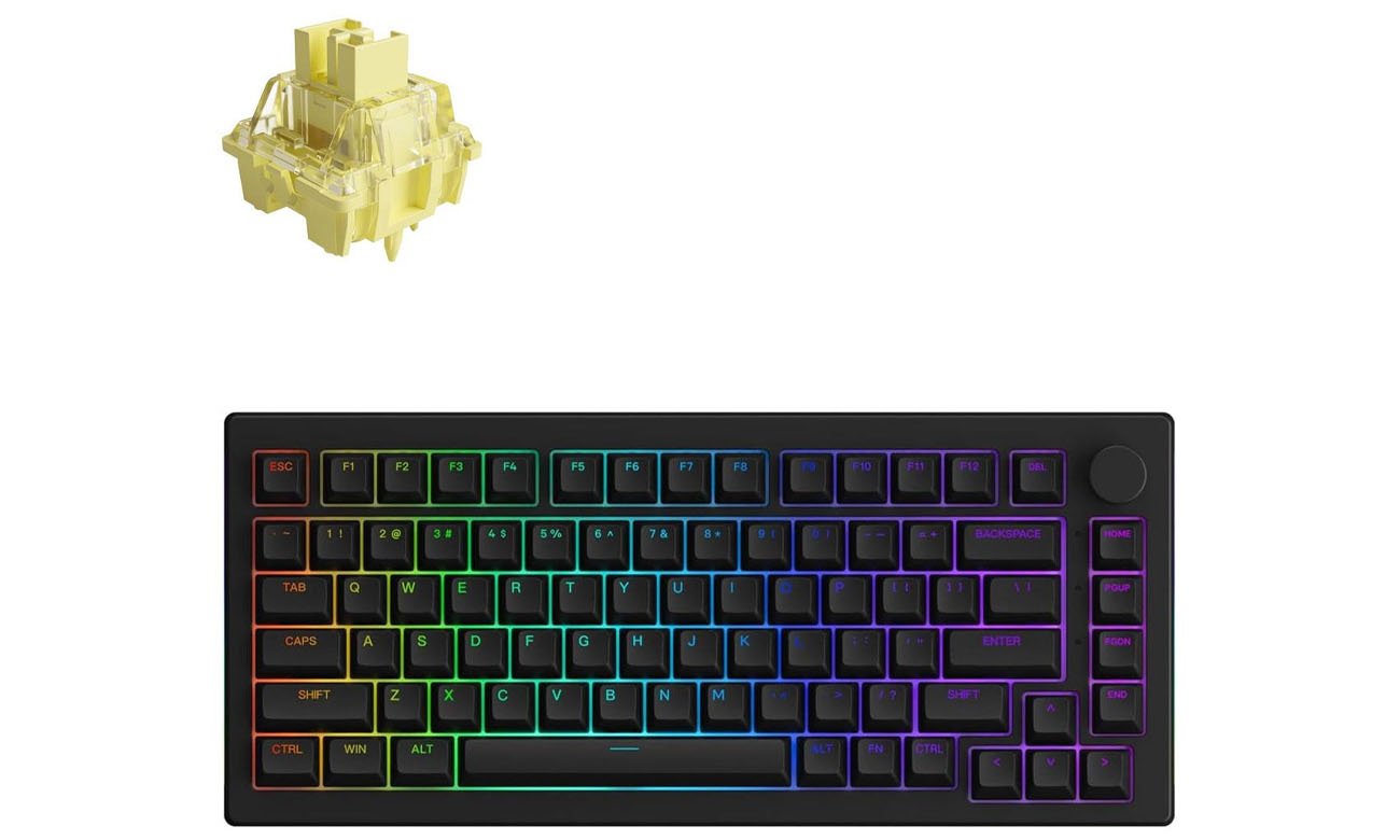 Klawiatura bezprzewodowa Akko 5075B Plus Shine-Through Black - V3 Cream Yellow Pro
