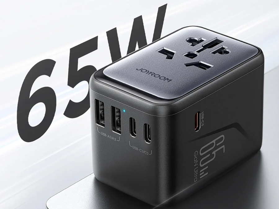 Adapter podróżny Joyroom JR-TCW02 65W uniwersalny EU / US / JP / AU / UK / CN - czarny