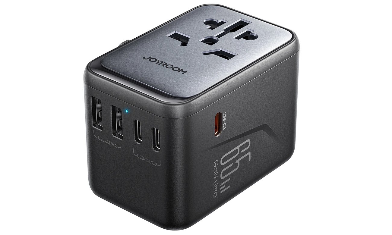 Adapter podróżny Joyroom JR-TCW02 65W uniwersalny EU / US / JP / AU / UK / CN - czarny