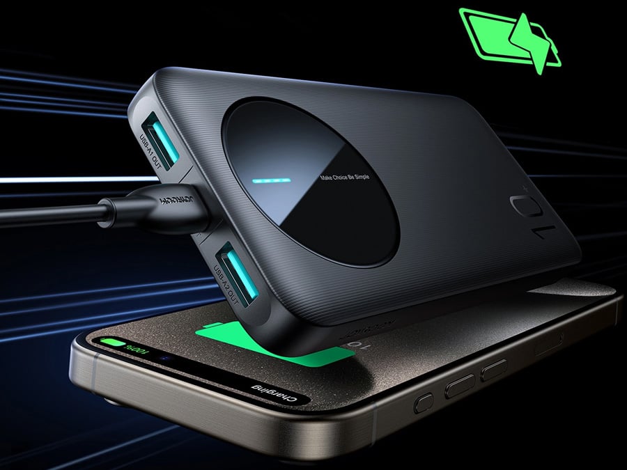 Powerbank Joyroom JR-PBF12 10000mAh 2.4A 2x USB-A 1x USB-C - czarny
