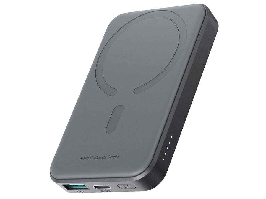 Powerbank Joyroom JR-W020 Mini 5000mAh USB-A USB-C indukcyjny 20W - czarny + kabel USB-C / USB-C
