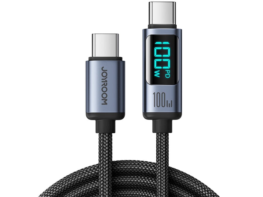 Kabel Joyroom Prism Series A16 USB-C / USB-C 100W 1.2m z wyświetlaczem LED - czarny