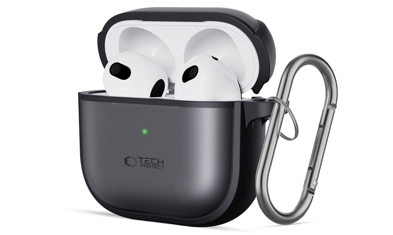 Etui Tech-Protect Magmat do Apple AirPods 4. generacji Matte Black - Widok od przodu pod kątem