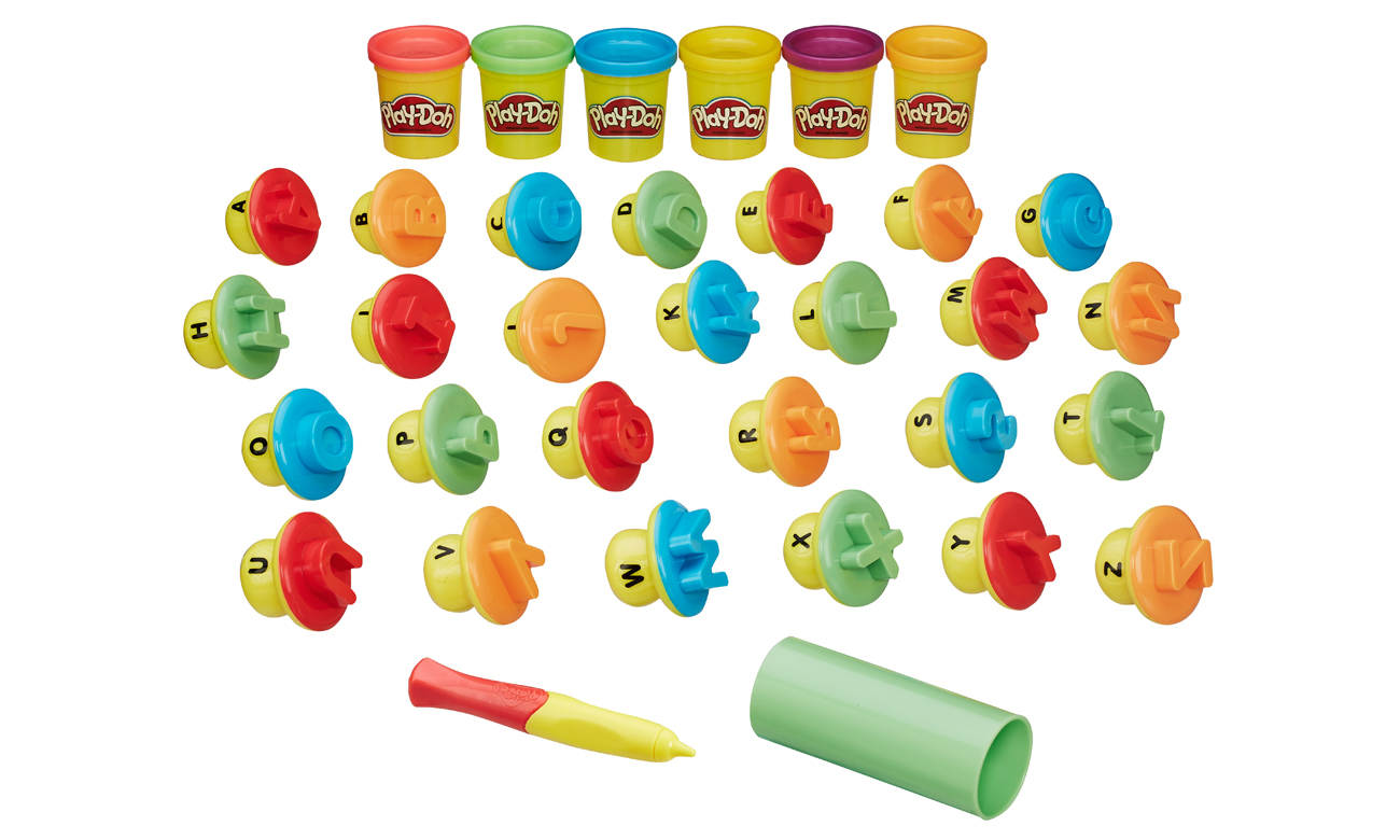 Zawartość pudełka w play doh Literki i Mowa