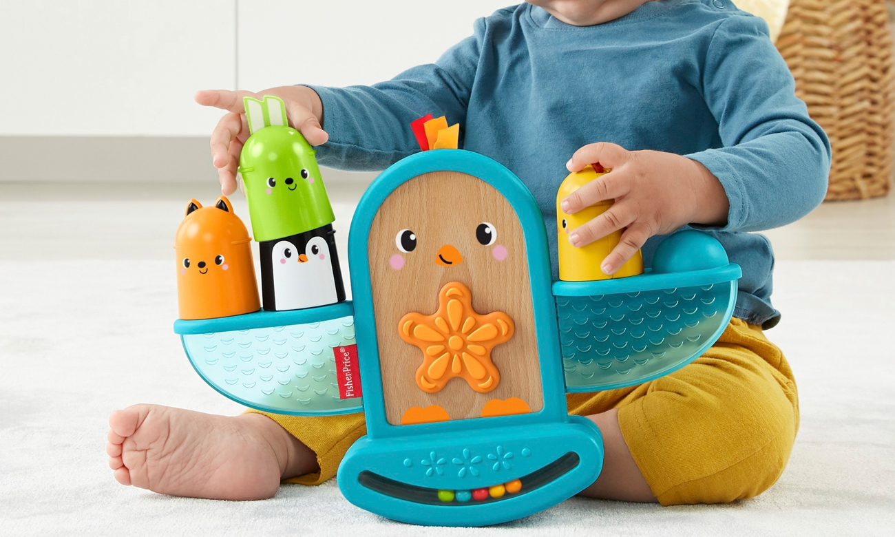 Fisher Price Kolorowe zwierzątka Ptaszek Kiwaczek-układaczek