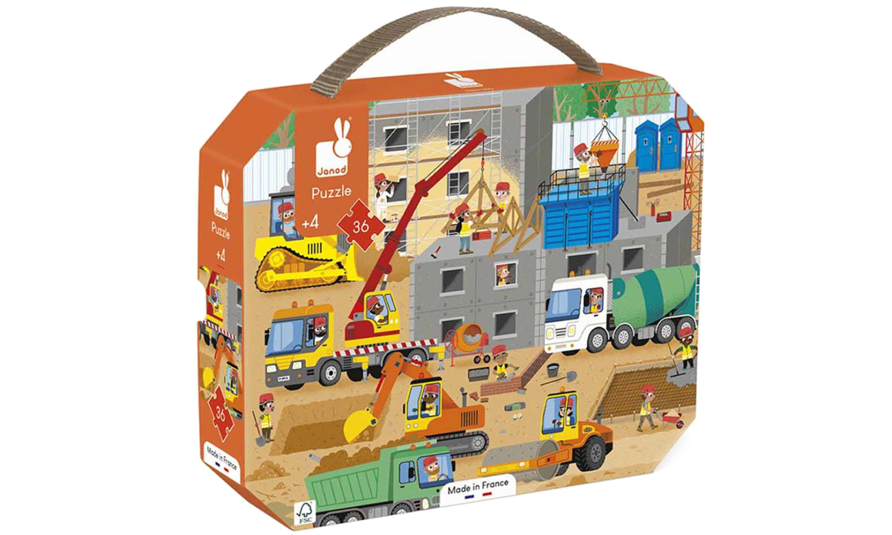 Puzzle w walizce Plac budowy Janod J02604