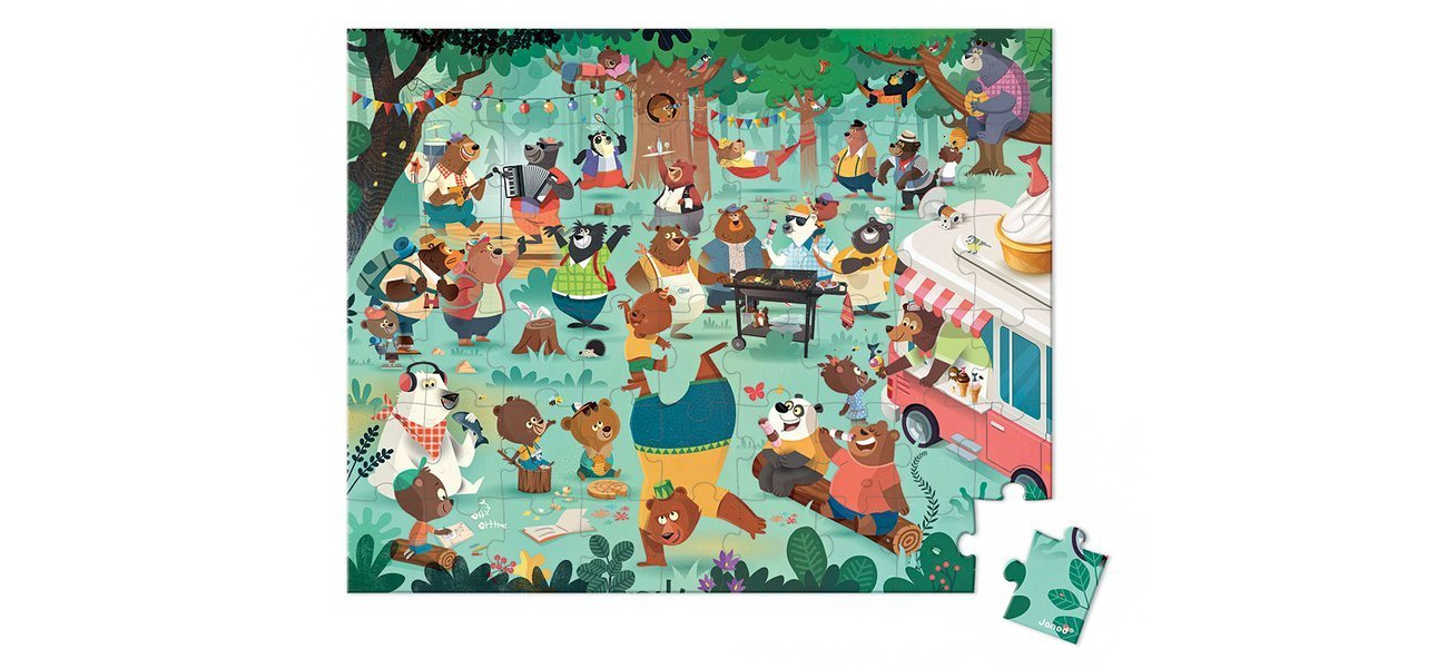 Janod Puzzle w walizce Rodzina misiów 54 elementy