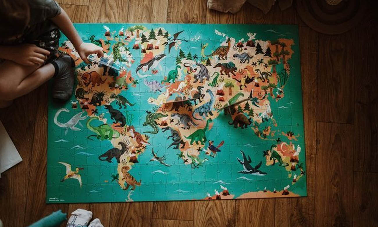 Janod Puzzle edukacyjne z figurkami 3D Dinozaury J02679