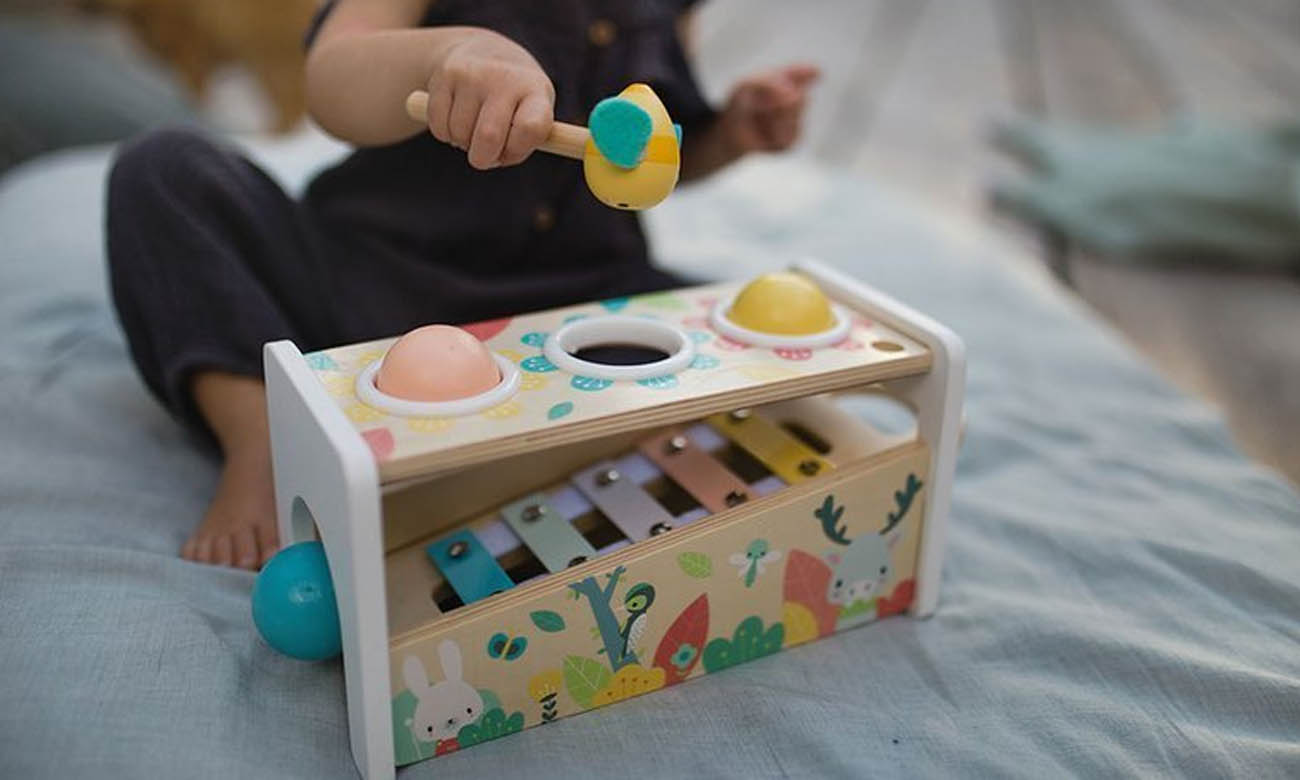 Janod Drewniane cymbałki z kulodromem Pure J05155