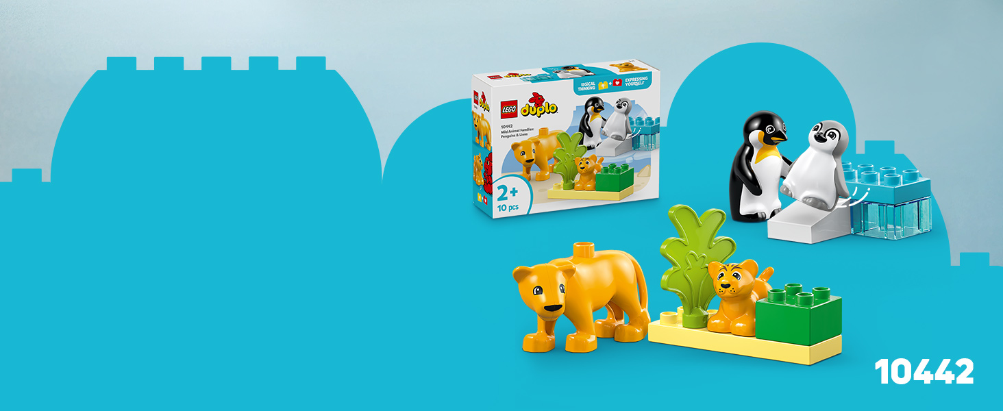 LEGO<sup>®</sup> DUPLO<sup>®</sup> Rodziny dzikich zwierząt: pingwiny i lwy