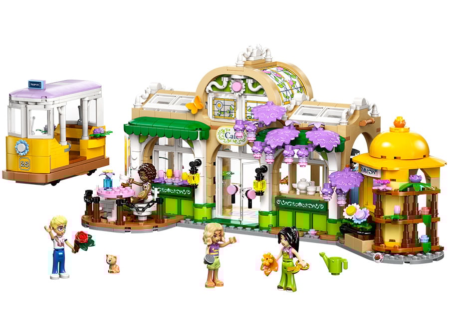 LEGO Friends Zielona kawiarnia i kwiaciarnia 42671 zawartość zestawu