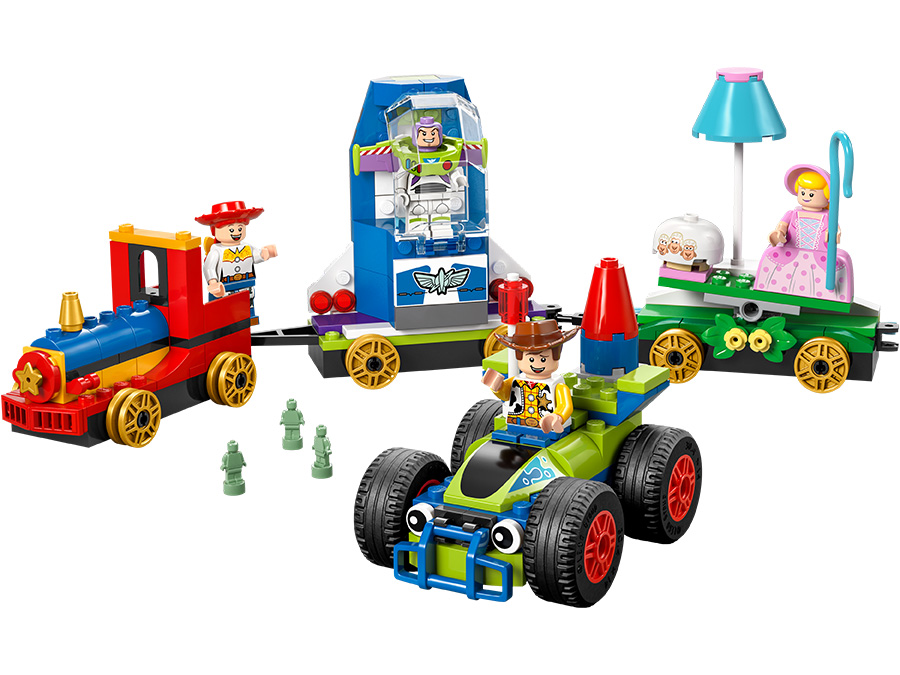 LEGO Disney i Pixar Toy Story — Okolicznościowy pociąg i Pan Sterowany 43264 zawartość zestawu