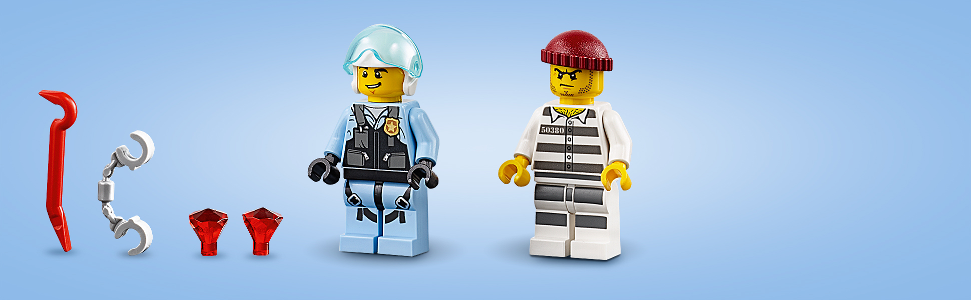 W zestawie minifigurki złodziejaszka i policjanta 