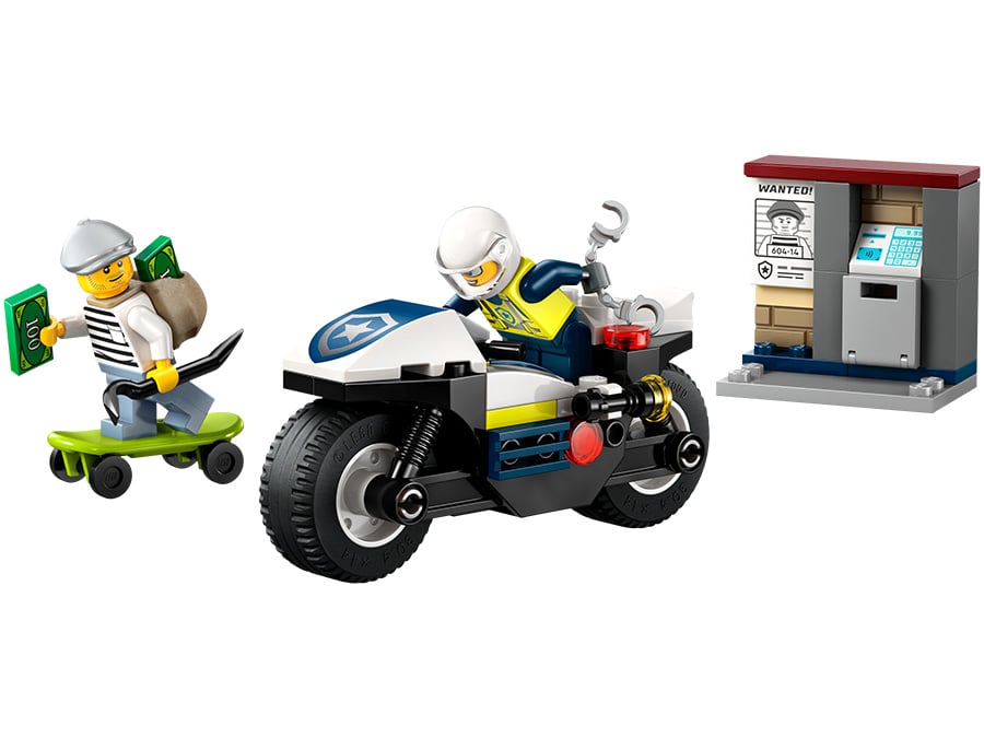 LEGO City 60455 Pościg na motocyklu policyjnym zawartość zestawu