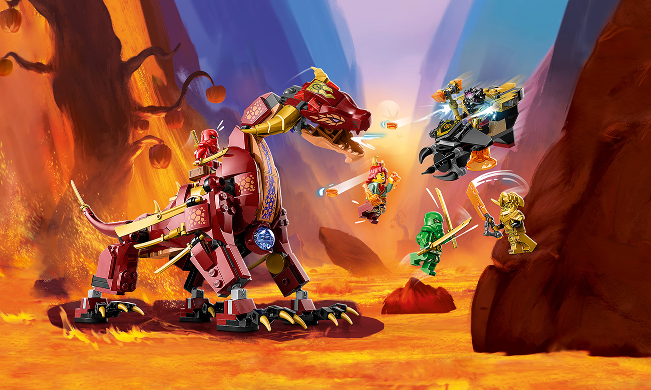 LEGO® NINJAGO® Lawowy smok zmieniający się w falę ognia 71793