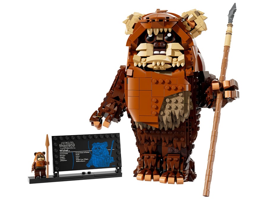 Kompletny zestaw LEGO Star Wars Wicket z figurką i tabliczką kolekcjonerską