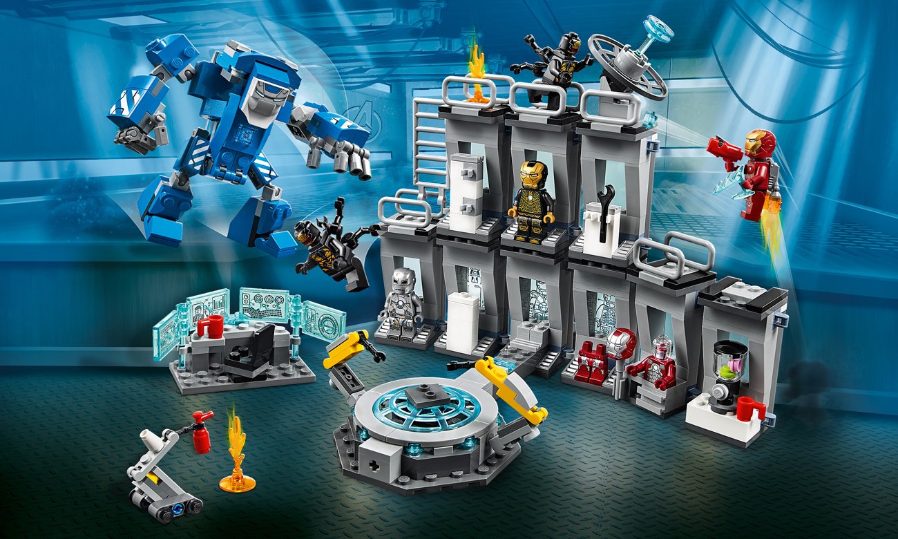 lego iron man zbroje laboratorium