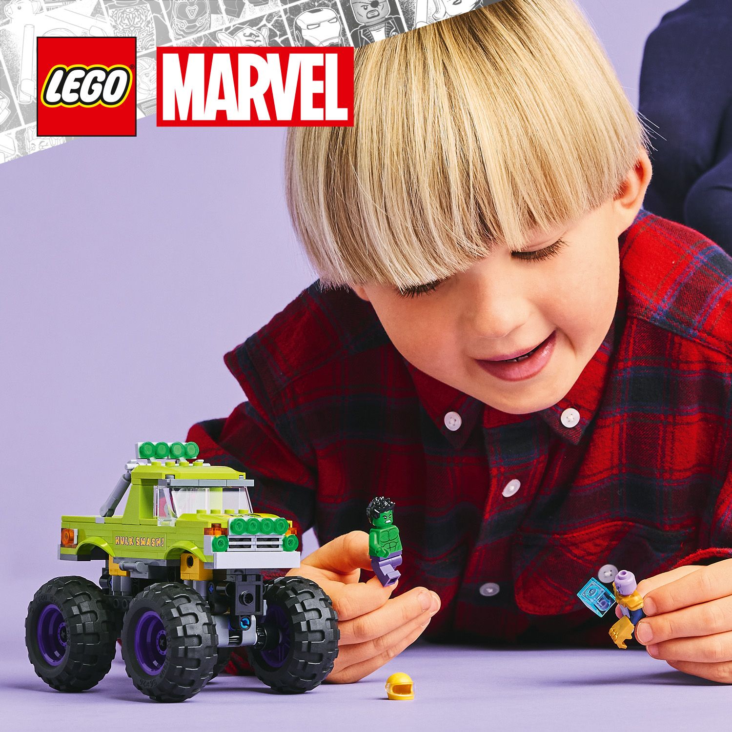 Monster truck i dwie minifigurki superbohaterów