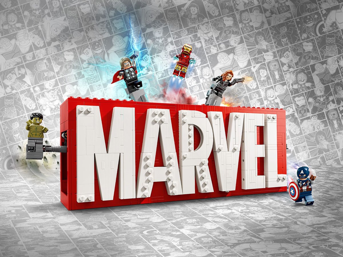 LEGO Marvel 76313 MARVEL Logo mit Minifiguren