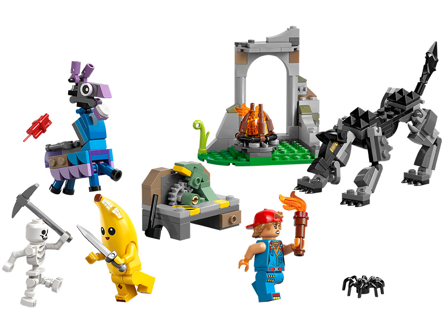 LEGO Fortnite 77075 Skórek i Iskra oraz obóz zawartość zestawu