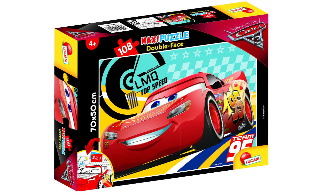 Liscianigiochi Puzzle Double – Autos, 108 Teile, 70 X 50 Cm, Beidseitig Bespielbar Mit Malfläche