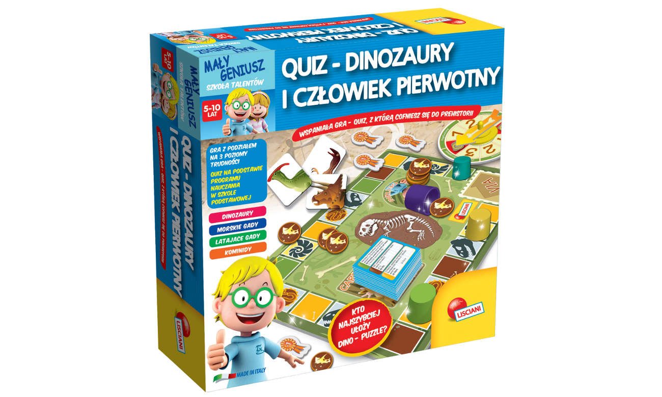 Lisciani Giochi Mały Geniusz Quiz Dinozaury i Człowiek Pierwotny 304-P54374