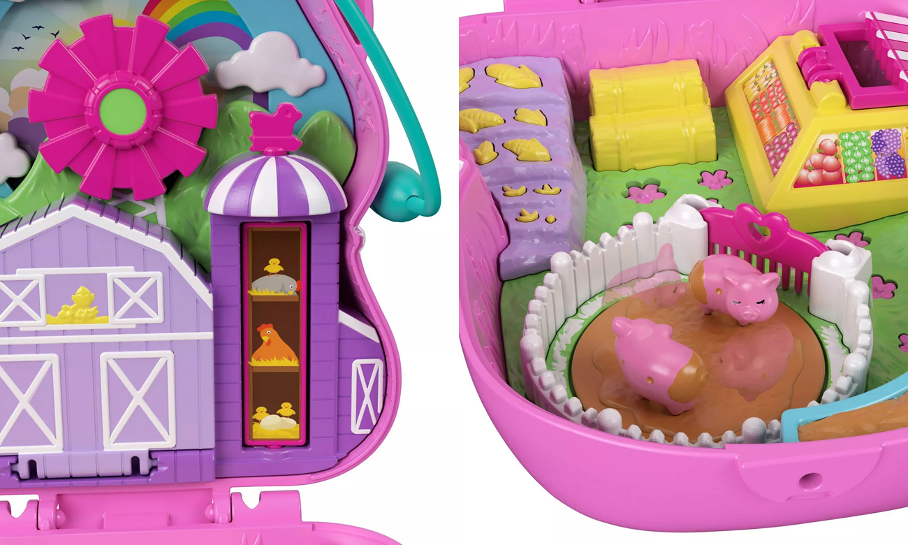 Mattel Polly Pocket Kompaktowe Zestawy Piggy on the farm Lalki i