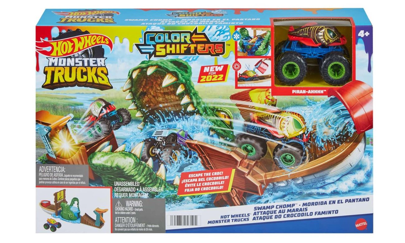 Mattel Hot Wheels Monster Trucks Color Shifter Krokodyl Potężne szczęki HGV14 zawartość zestawu