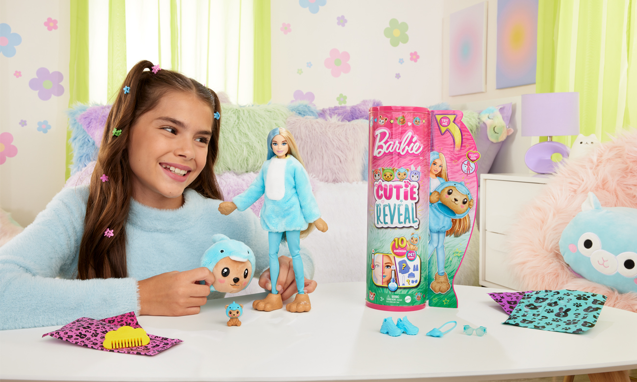Barbie Cutie Reveal Lalka Miś-Delfin Seria Kostiumy zwierząt