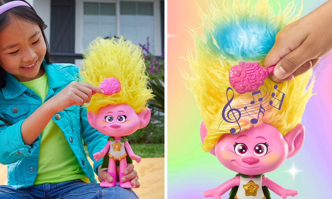 Muñeca Trolls Hair Pops Poppy – Pelo De Felpa Con Accesorios Sorpresa, Intercambiable Y Con 7 Complementos