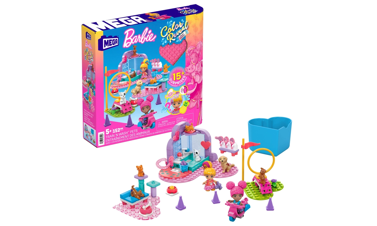 Mega Bloks Barbie Color Reveal Trening i pielęgnacja zwierzątek HHP89