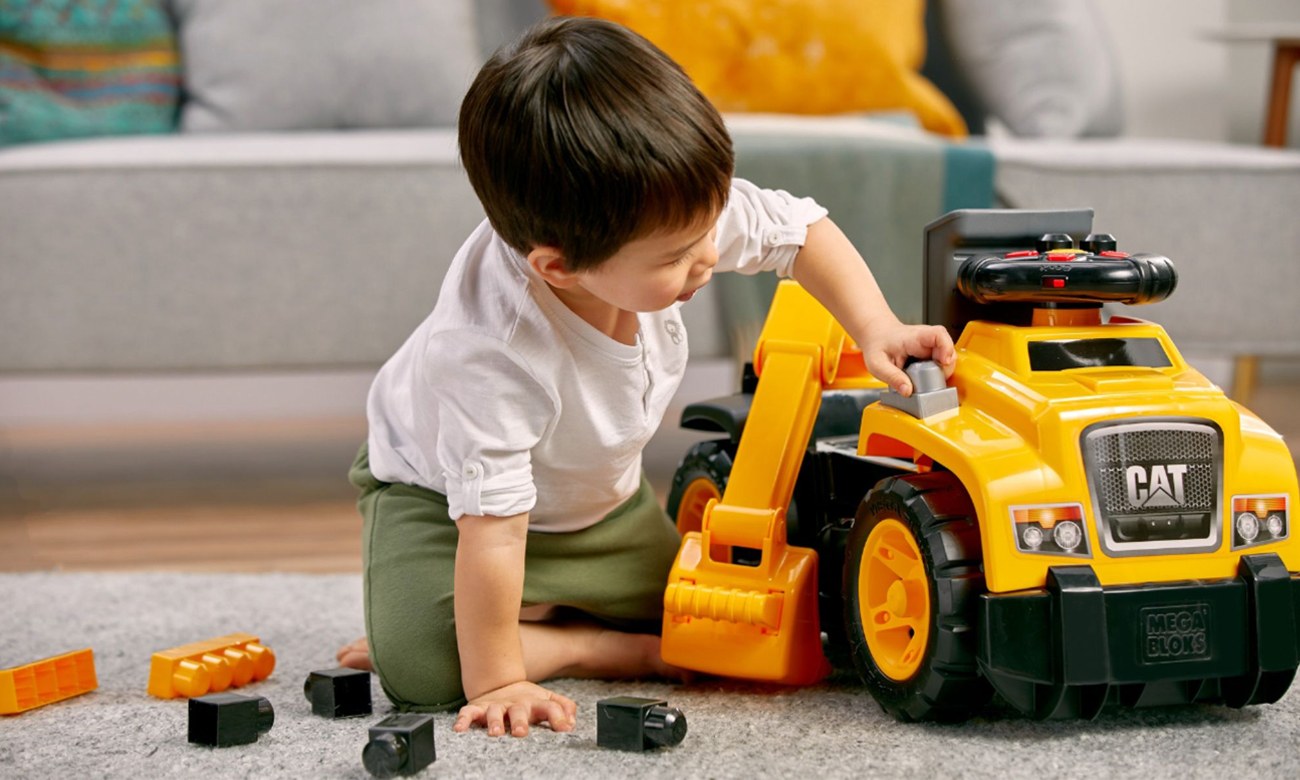 Mega Bloks Jeździk koparka CAT + klocki