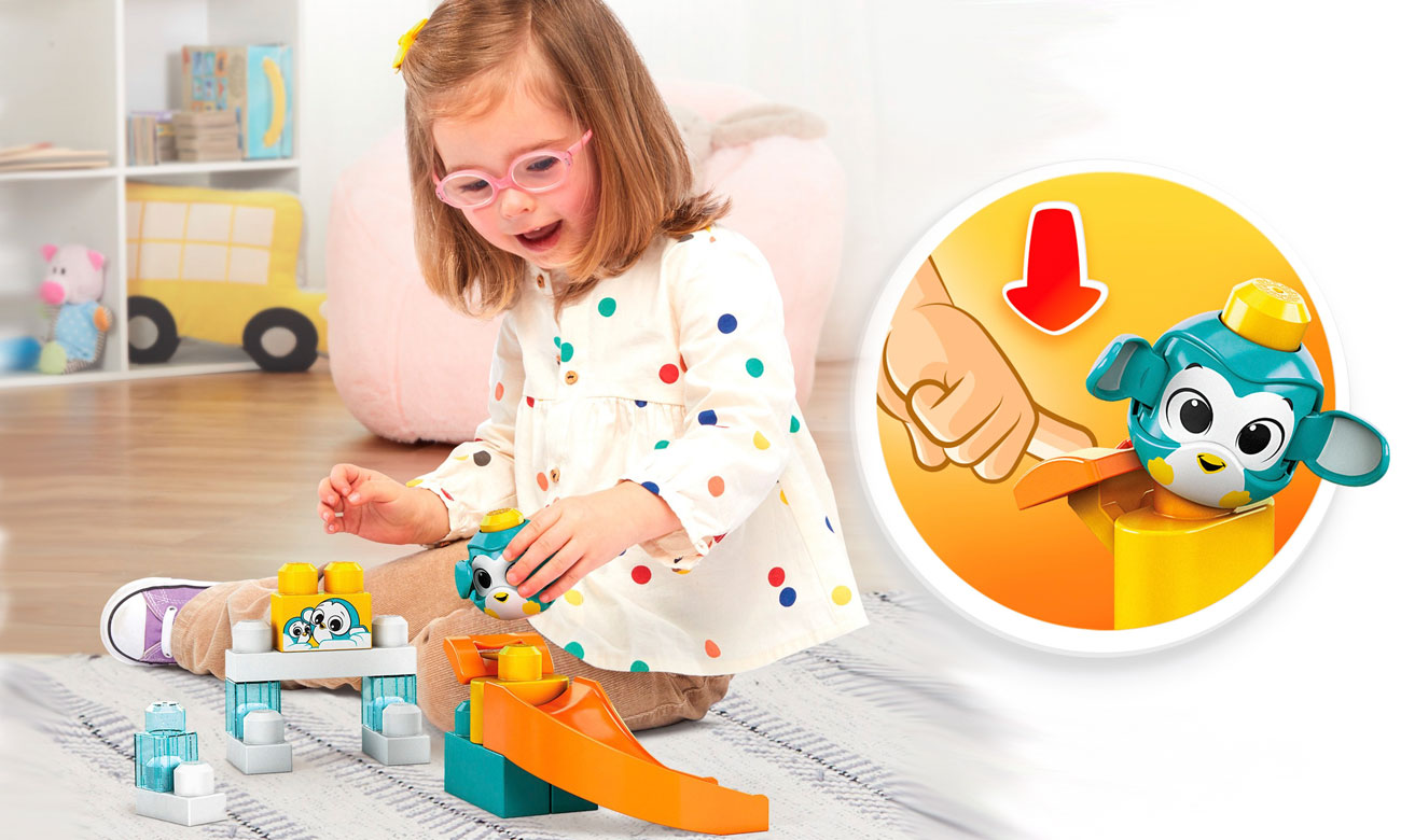 Mega Bloks Klocki A kuku Zjeżdżalnia + Pingwinek GKX67