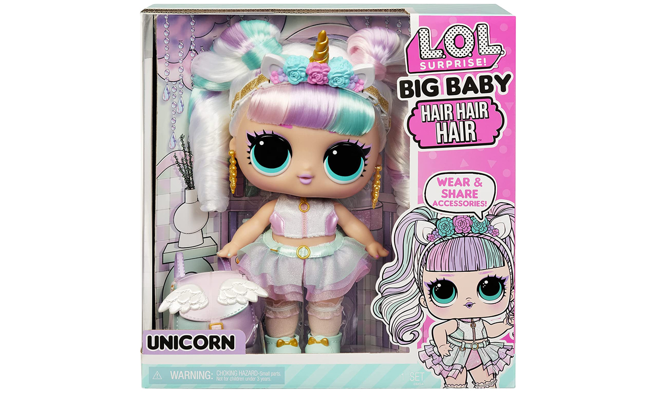 L.O.L. Surprise! Big Baby Hair Hair Hair Doll - Unicorn - Lalki I ...