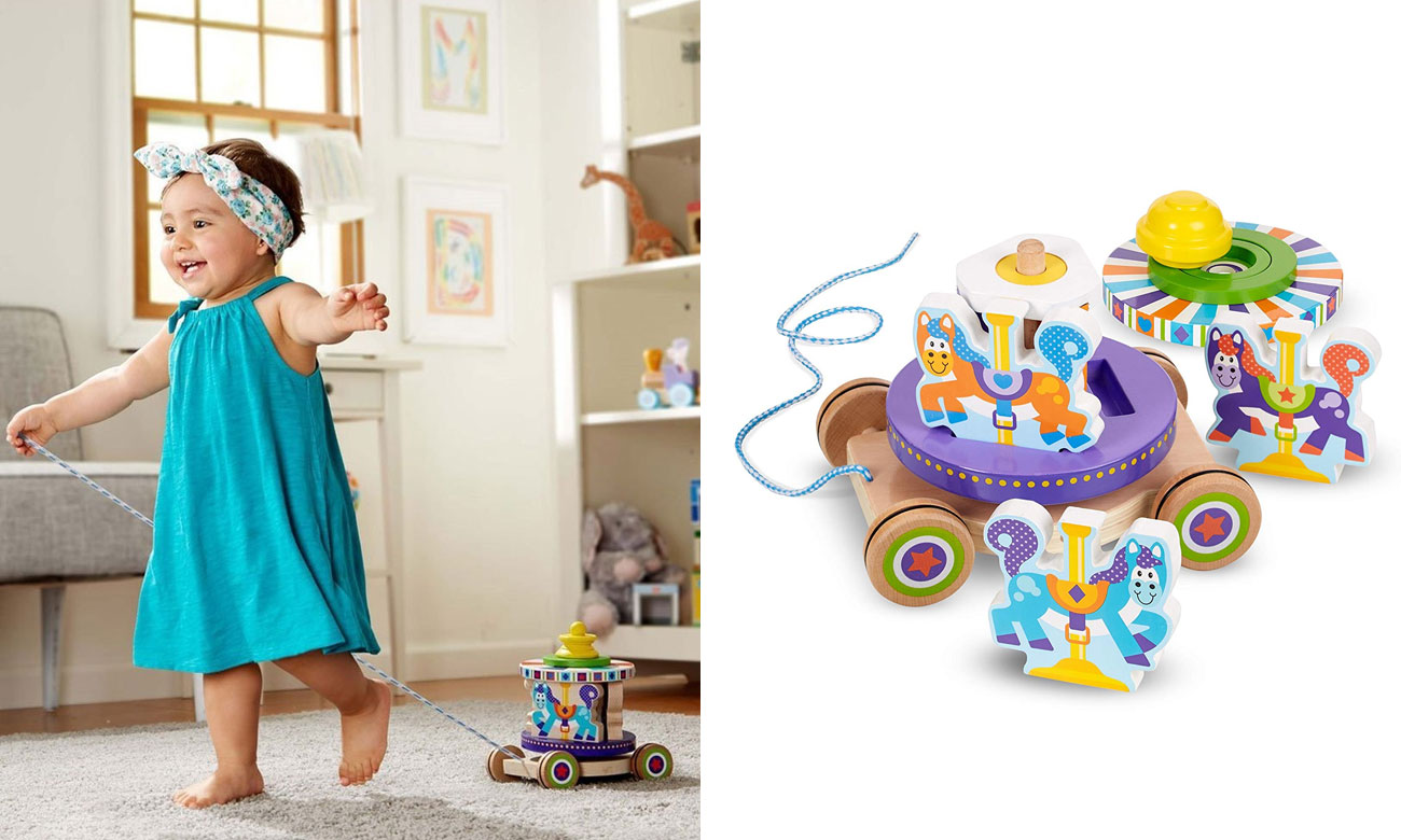 Melissa & Doug Drewniana karuzela do ciągnięcia 13616