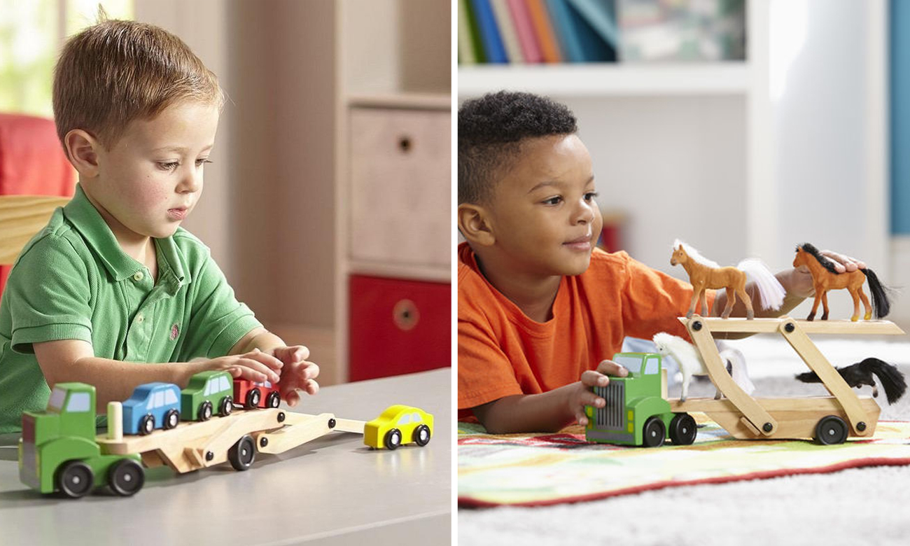 lawetą z drewna Melissa & Doug