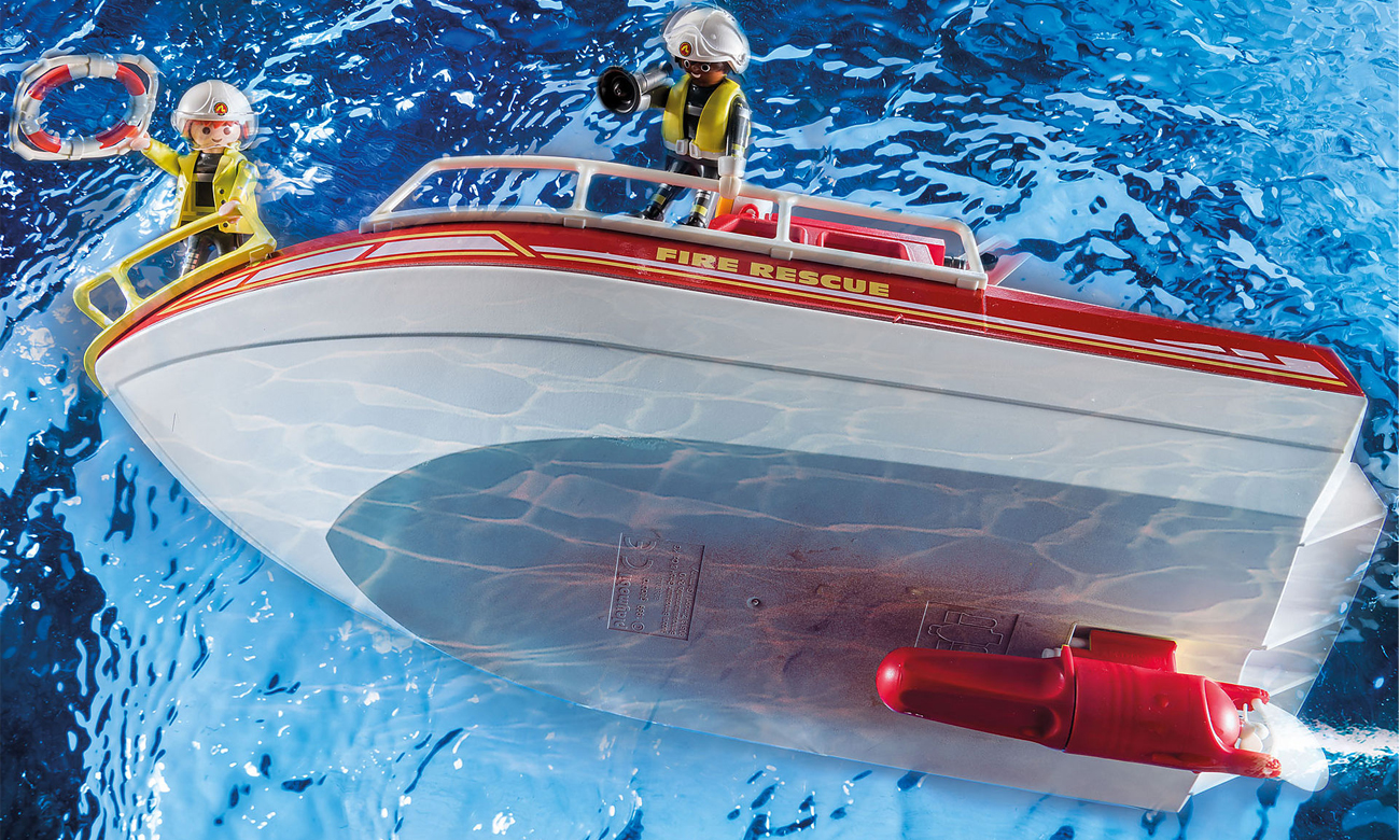 playmobil straż pożarna motorówka
