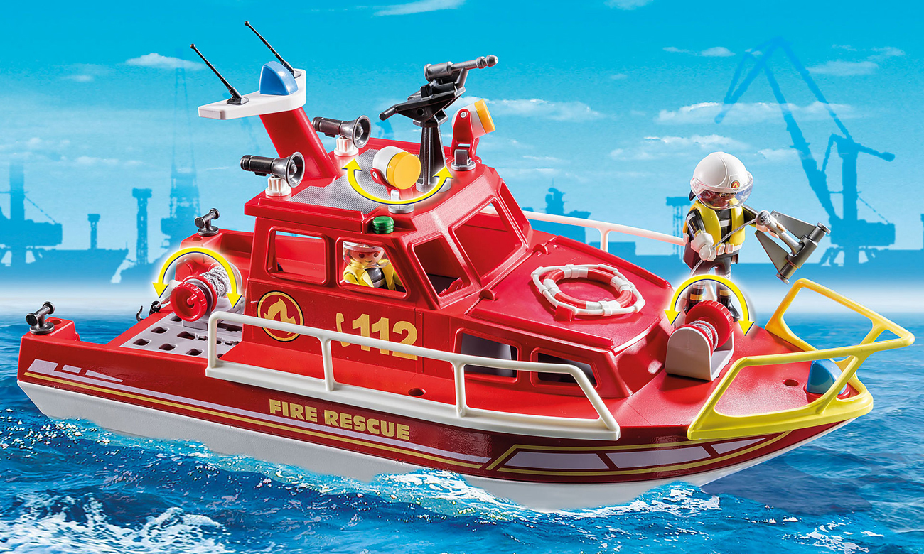 playmobil straż pożarna motorówka