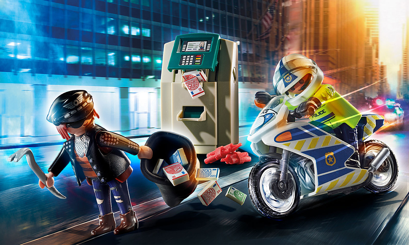 PLAYMOBIL Policyjny motor: Pościg za przestępcą 70572