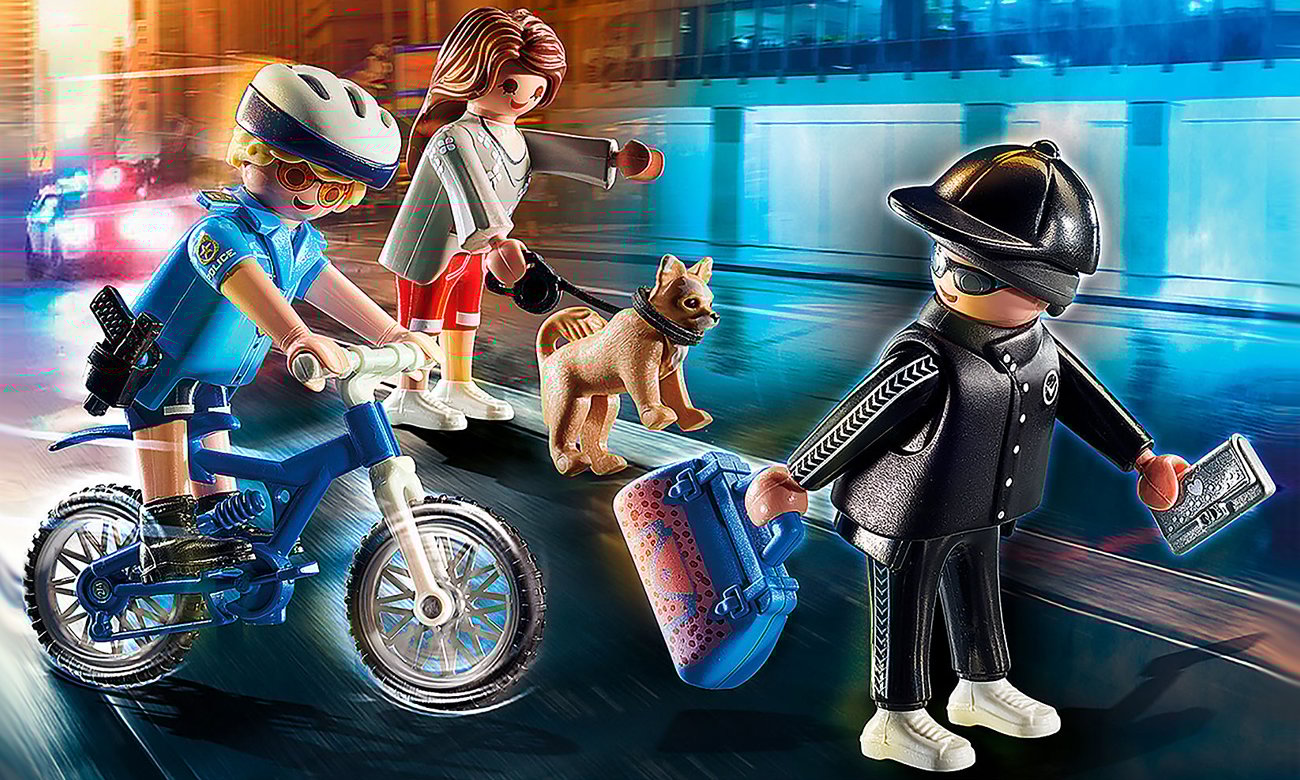 PLAYMOBIL Policyjny rower: Pościg za kieszonkowcem 70573