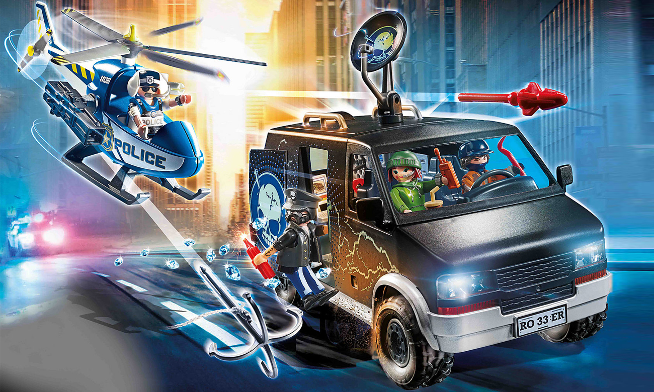 PLAYMOBIL Policyjny helikopter: Pościg za uciekającym samochodem 70575