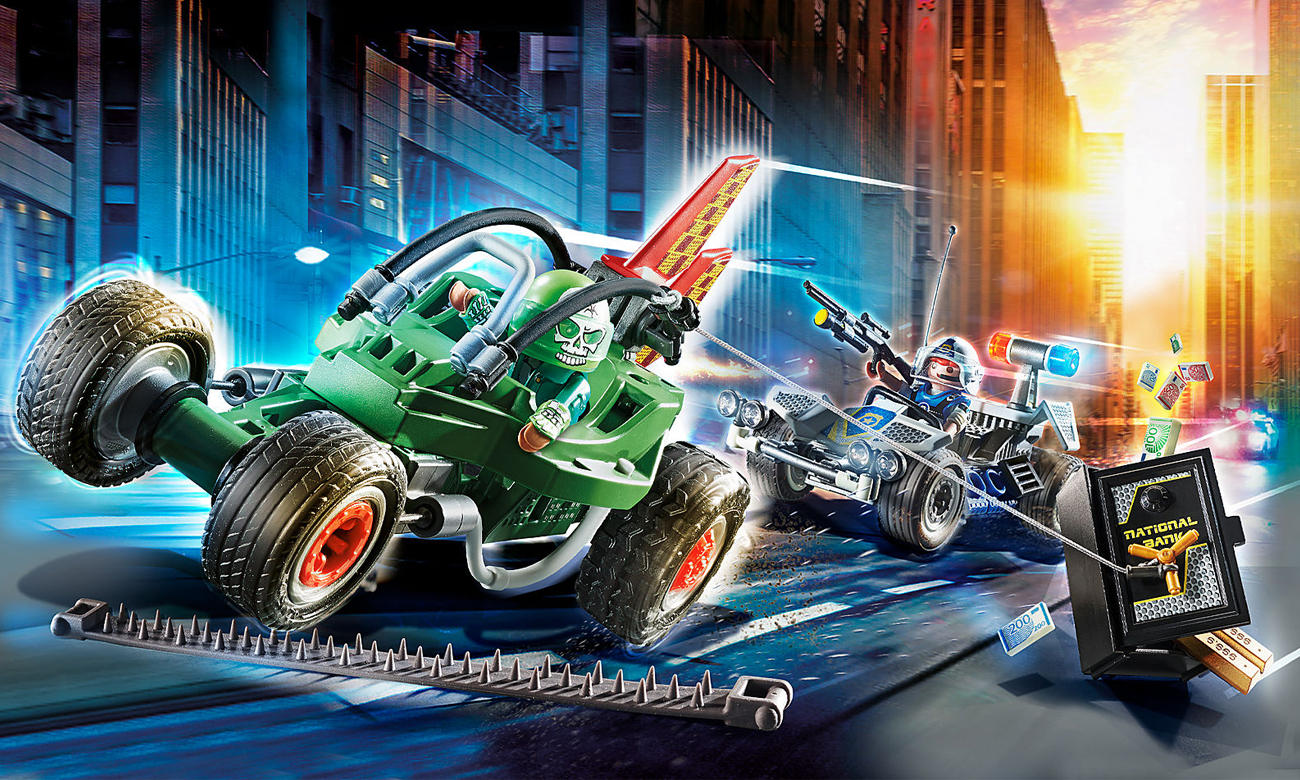 PLAYMOBIL Policyjny gokart: Pościg za włamywaczem do sejfu 70577