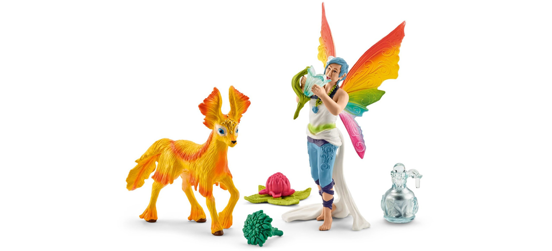 Schleich Tęczowy Elf Dunia ze Źrebakiem 41438