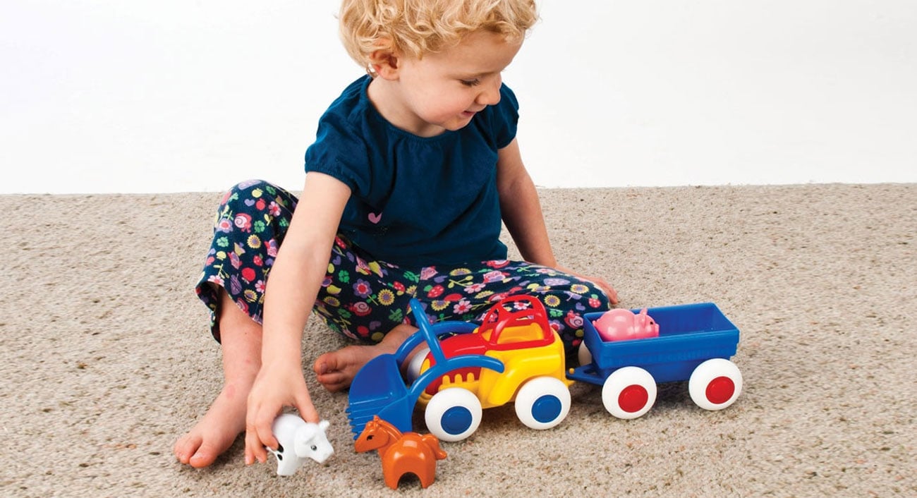 Viking Toys Spychacz z przyczepą i figurkami MIDI Zabawki dla małych